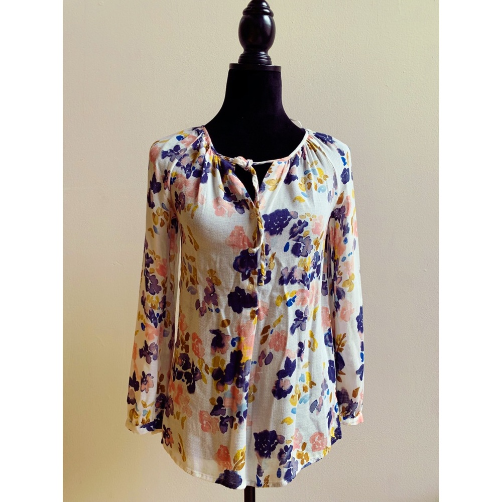 Lucky Brand • Floral Water Paint Long Sleeve Top - Picture 6 of 6